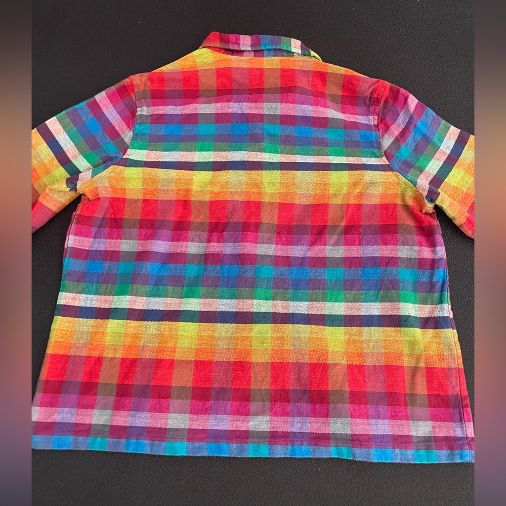 VTG Willow Ridge colorful rainbow plaid button down shirt jacket sz XL - Picture 5 of 9